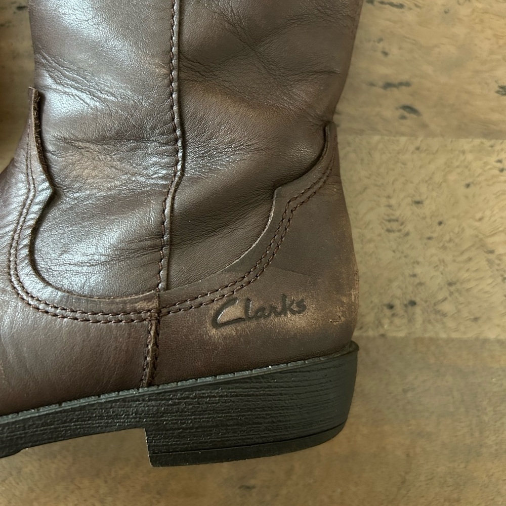 Clarks Toddler Dark Brown Embroidered Cowboy Boots - Picture 2 of 9